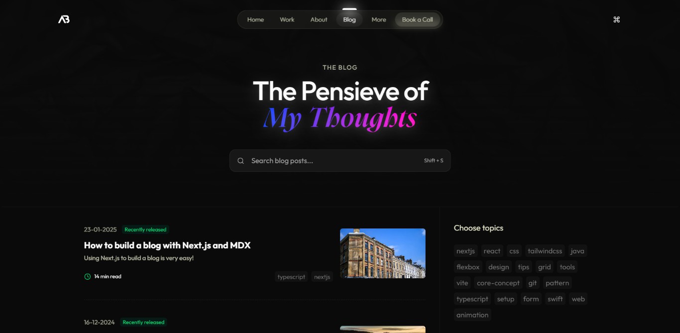 Create portfolio website - blog page